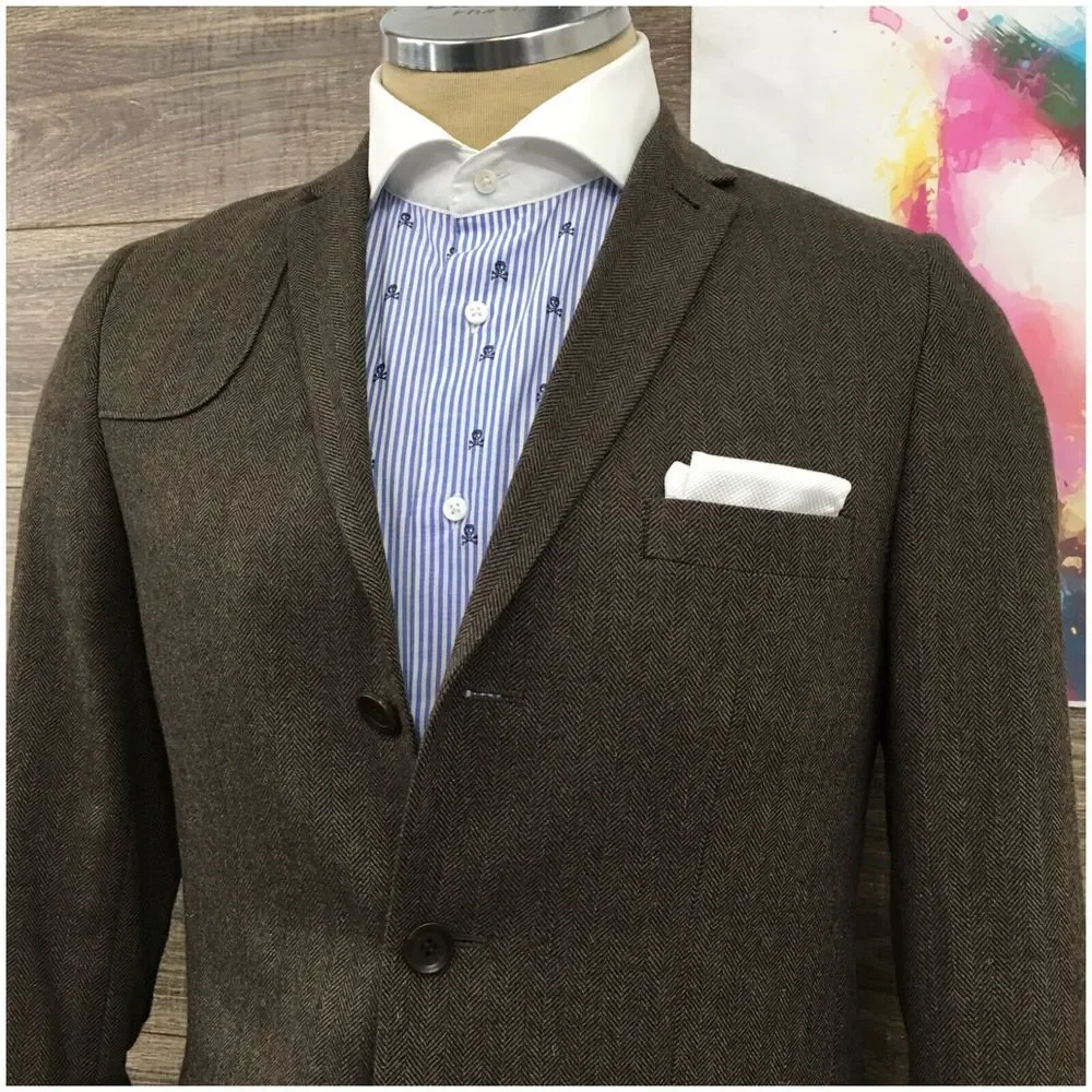 BEN SHERMAN Mens Blazer Sport Coat Casual Jacket Size S ( 36R )‎ Brown Wool Suit